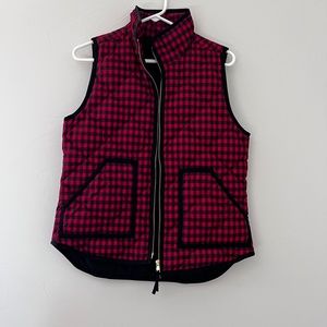 J. Crew Red/Black Buffalo Plaid Puffer Vest Size Small